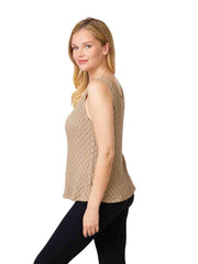 Tianello Taupe "HoneyComb" Knit "Heidie" Tank Top-Line"