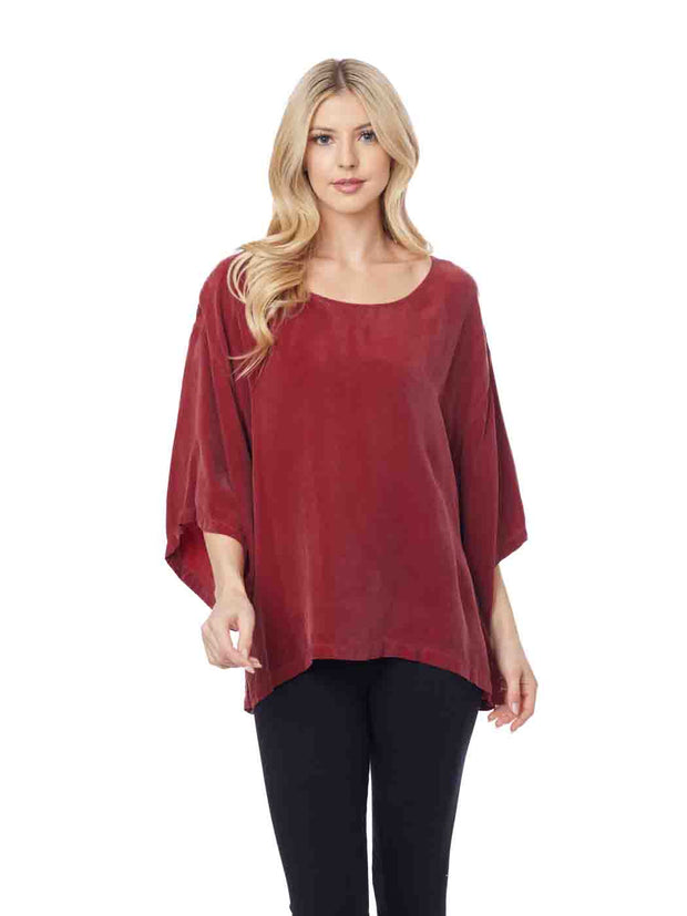 Tianello  Sueded "Cupro" Long Sleeve "Shelly" Blouse
