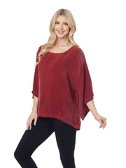 Tianello  Sueded "Cupro" Long Sleeve "Shelly" Blouse