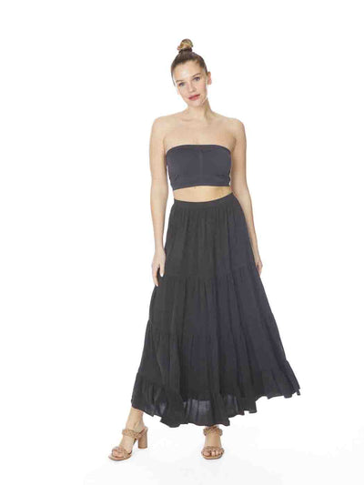 Tianello  Sueded Japanese "CUPRO"  4 Tiered- "Prairie" Skirt-Black