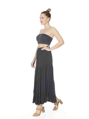 Tianello  Sueded Japanese "CUPRO"  4 Tiered- "Prairie" Skirt-Black