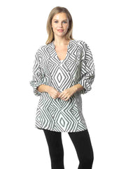 Tianello  "BAZU" Print  Sueded Cupro "Diva' Blouse-Wash