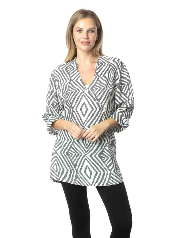 Tianello  "BAZU" Print  Sueded Cupro "Diva' Blouse-Wash