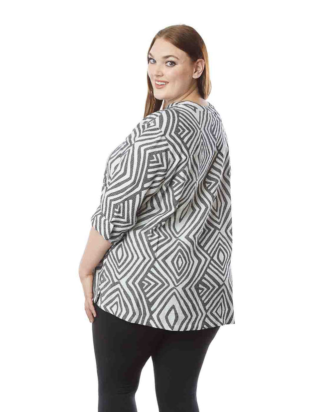 Tianello  Plus Sized Print "Bazu"  sueded Japanese "CUPRO™ Jacquard  "Diva" Blouse