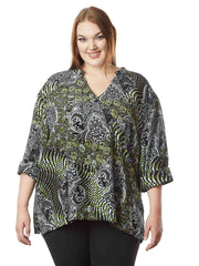 Tianello  Plus Sized Print "Paisley Garden"  TENCEL™   "Diva" Blouse