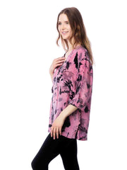Tianello  "EVE" Print  Sueded Cupro "Diva' Blouse-Pretty Pink