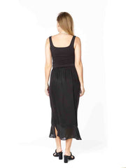 Tianello  Sueded Bemberg - Floral Jacquard - "Tulip" Skirt-Black