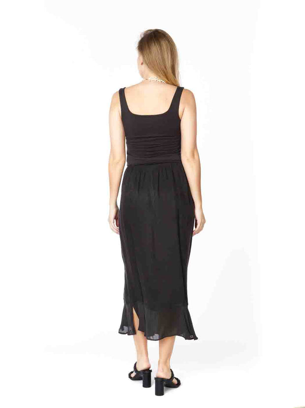 Tianello  Sueded Bemberg - Floral Jacquard - "Tulip" Skirt-Black
