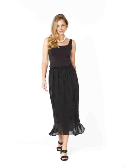 Tianello  Sueded Bemberg - Floral Jacquard - "Tulip" Skirt-Black