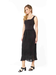 Tianello  Sueded Bemberg - Floral Jacquard - "Tulip" Skirt-Black