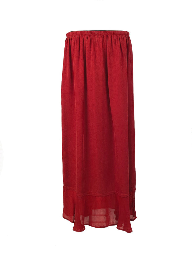 Tianello  Sueded Bemberg - Floral Jacquard - "Tulip" Skirt-Pomegranate