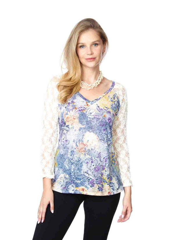 Tianello "Lenciaga" Print Knit Burnout Jacquard "Lola" Tunic-Wash