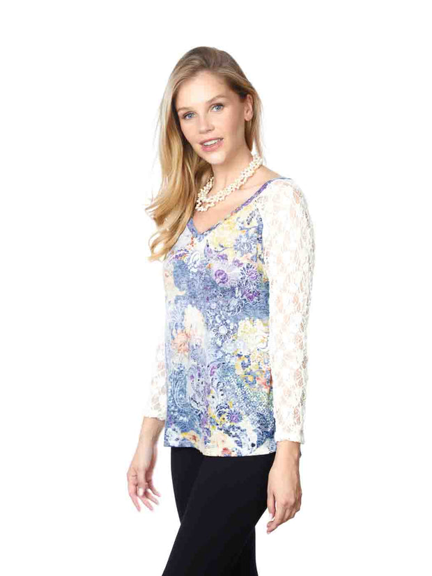 Tianello "Lenciaga" Print Knit Burnout Jacquard "Lola" Tunic