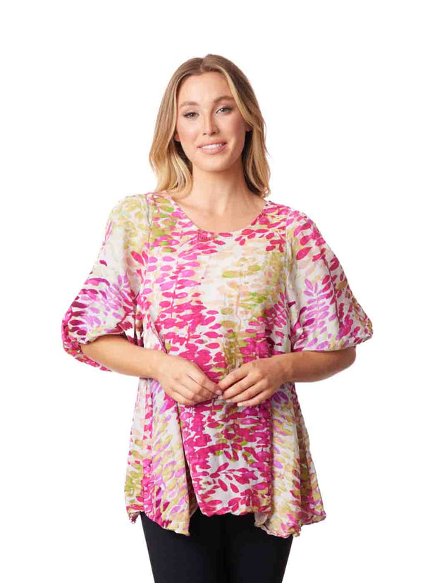 Tianello "Heavenly Monet" Print Sueded Cupro "Shannon" Blouse