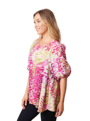 Tianello "Heavenly Monet" Print Sueded Cupro "Shannon" Blouse