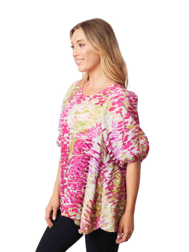 Tianello "Heavenly Monet" Print Sueded Cupro "Shannon" Blouse