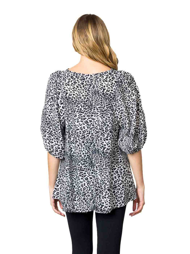 Tianello "Cheetah" Print Sueded Cupro "Shannon" Blouse