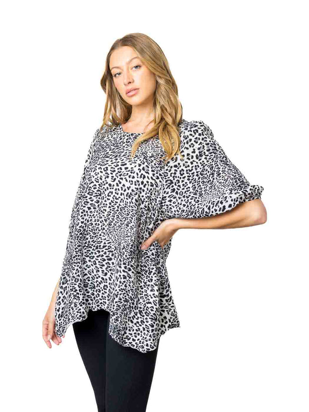 Tianello "Cheetah" Print Sueded Cupro "Shannon" Blouse