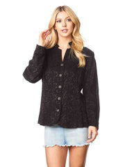 Tianello TENCEL™  Floral Jacquard  "Jillian" Blouse/Jacket-Black