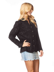 Tianello TENCEL™  Floral Jacquard  "Jillian" Blouse/Jacket-Black