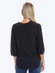 Tianello Washable Silk "Teylyne" Blouse-Black