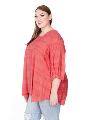 Tianello Plus Sized "Holly" Embroidered Cotton "Leni"  Tunic Blouse