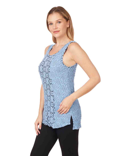 Tianello "Amour"  Knit Jacquard "Lemley" Long Tank-Milky Blue