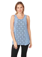 Tianello "Amour"  Knit Jacquard "Lemley" Long Tank-Milky Blue