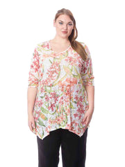 Tianello Plus "Ceylon" Cotton Knit Burnout Asbury Tunic-Wash