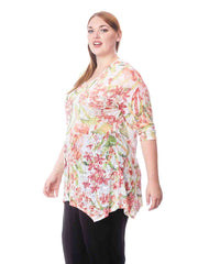 Tianello Plus "Ceylon" Cotton Knit Burnout Asbury Tunic-Wash