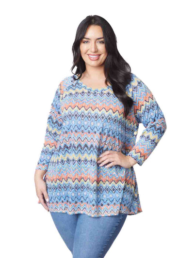 Tianello "Plus Sized" print Cotton Knit Burnout "Livia" Tunic