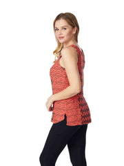 Tianello "CUZCO"  Knit Jacquard "Lemley" Long Tank-Coral