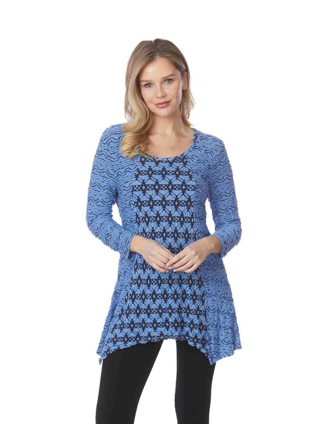 Tianello "CUZCO" Knit Jersey Jacquard "Aston" Tunic-Periwinkle