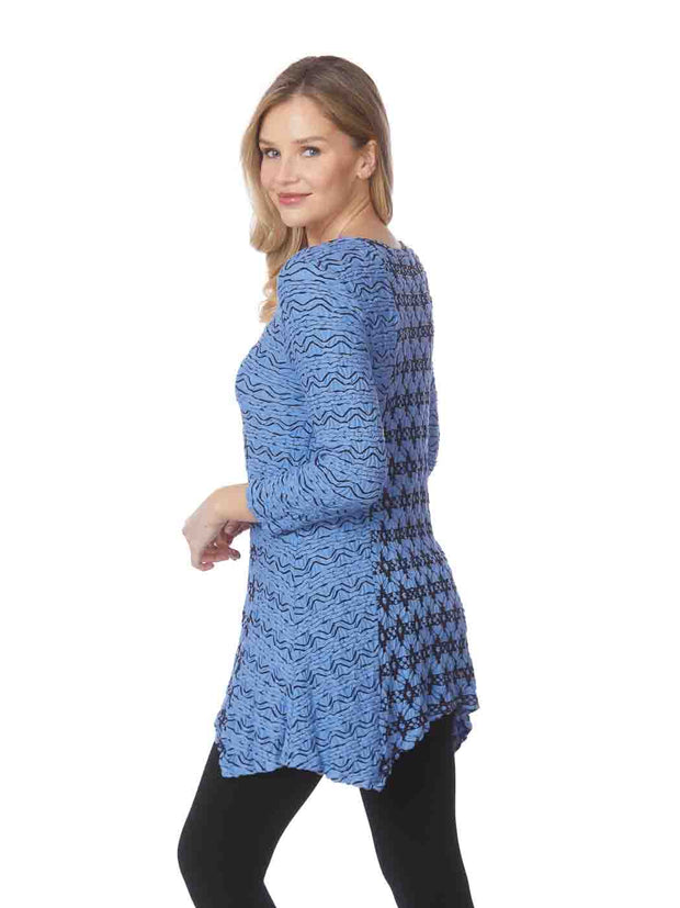 Tianello "CUZCO" Knit Jersey Jacquard "Aston" Tunic-Periwinkle