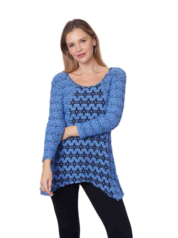 Tianello "CUZCO" Knit Jersey Jacquard "Aston" Tunic-Periwinkle