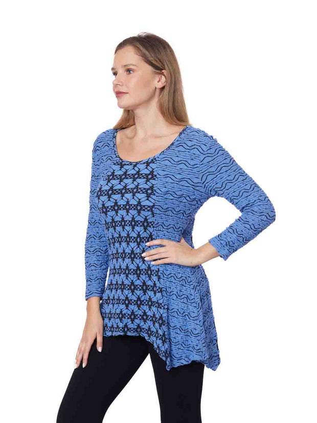 Tianello "CUZCO" Knit Jersey Jacquard "Aston" Tunic-Periwinkle