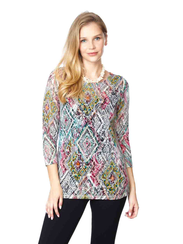Tianello Print "Elexa" Cotton Burnout "Ballet" Tee-Wash