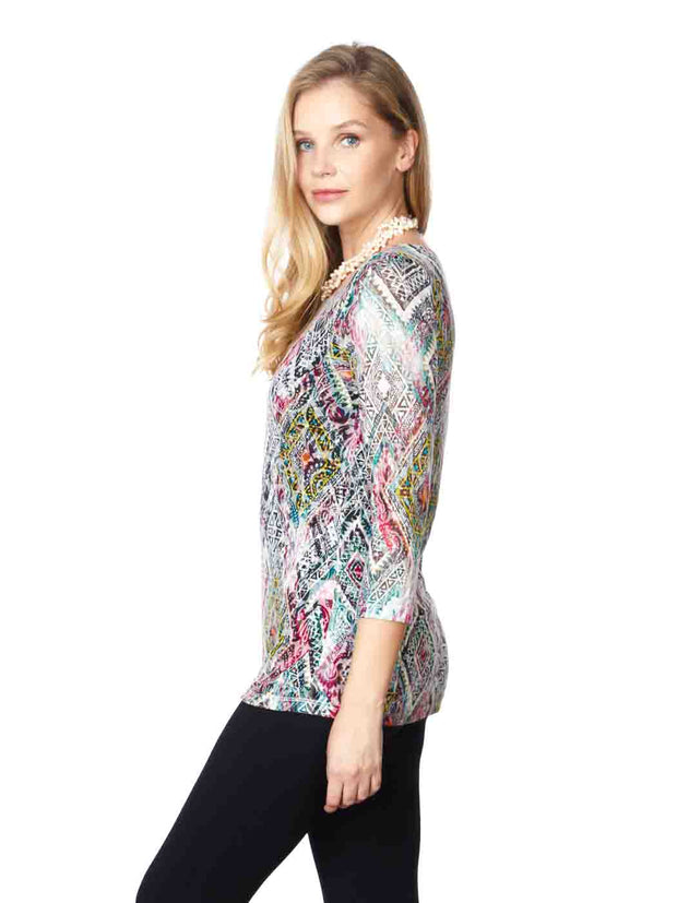 Tianello Print "Elexa" Cotton Burnout "Ballet" Tee-Wash