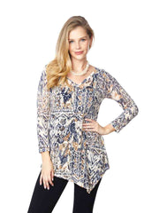Tianello "Gorjana" Print Knit Burnout "Toni" Tunic-Wash