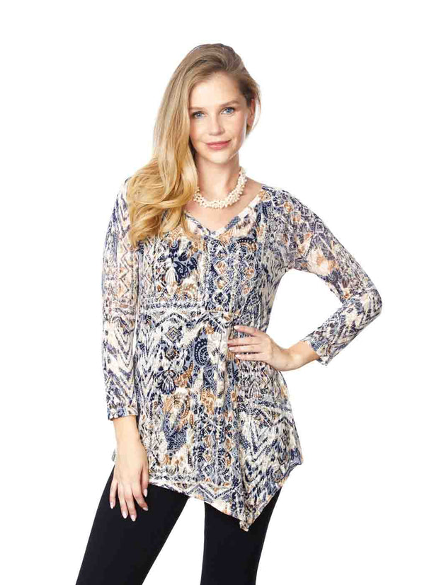 Tianello "Gorjana" Print Knit Burnout "Toni" Tunic-Wash