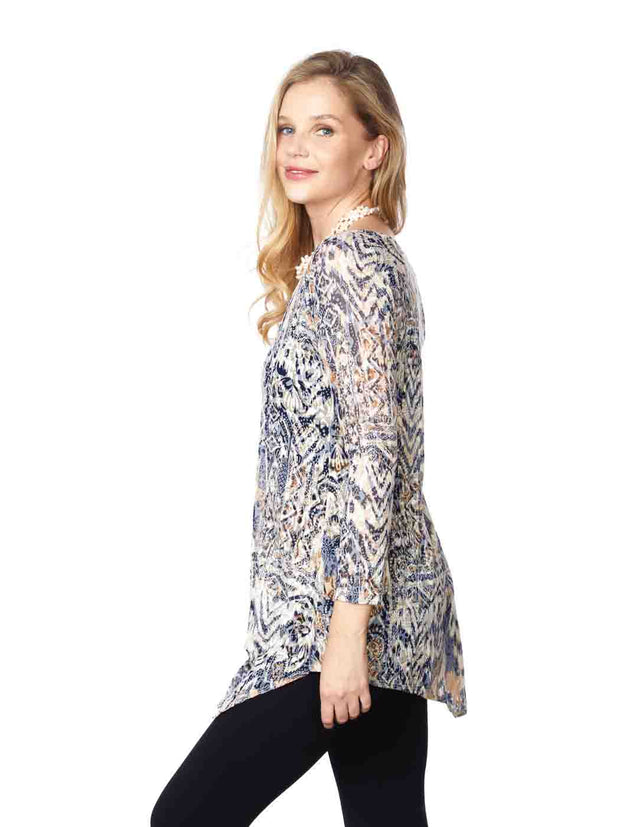 Tianello "Gorjana" Print Knit Burnout "Toni" Tunic-Wash