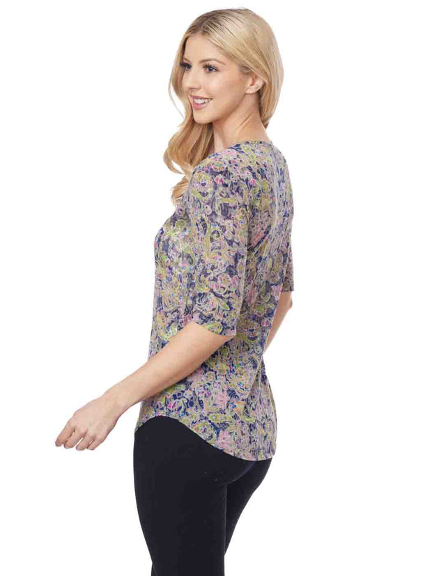 Tianello "Gypsy" Printed Cotton Knit Burnout "Koi Tee"