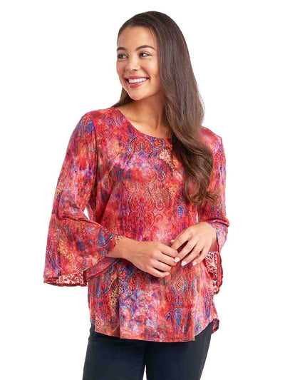 Tianello print "Jinya" Cotton Knit Burnout "Trey" Tunic-Velvet Pink