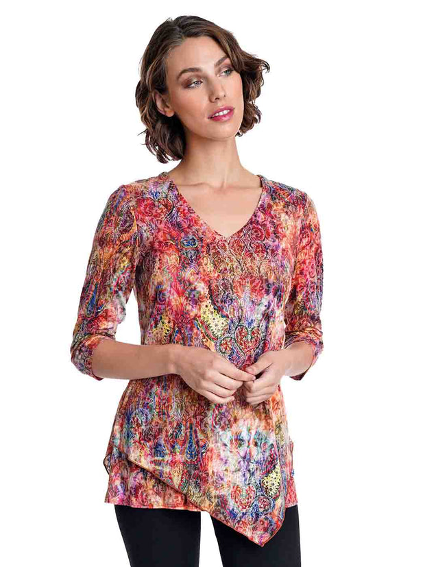 Tianello print "Jinya" Knit Cotton Burnout "Devon" Tunic