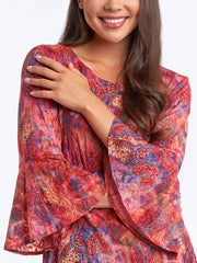 Tianello print "Jinya" Cotton Knit Burnout "Trey" Tunic-Velvet Pink