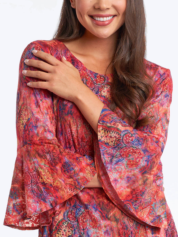 Tianello print "Jinya" Cotton Knit Burnout "Trey" Tunic-Velvet Pink