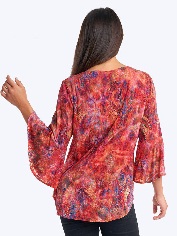 Tianello print "Jinya" Cotton Knit Burnout "Trey" Tunic-Velvet Pink