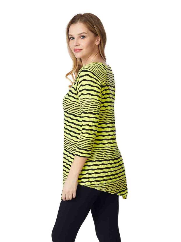 Tianello Stripe Knit Jersey Jacquard "Toni" Tunic-Hot Lemon