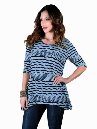 Tianello Stripe Knit Jersey Jacquard Asbury Tunic-Periwinkle