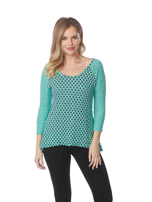 Tianello  Knit Jersey Jacquard  "Olivia" Tunic-Aqua Haze